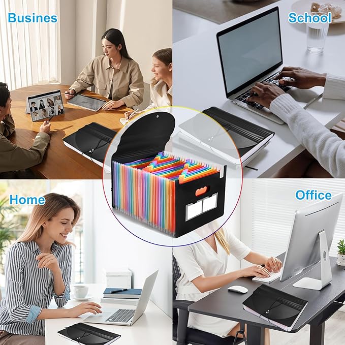 13 Pockets Accordion File Organizer 2 Packs Desktop Expanding File Folders - Image 4