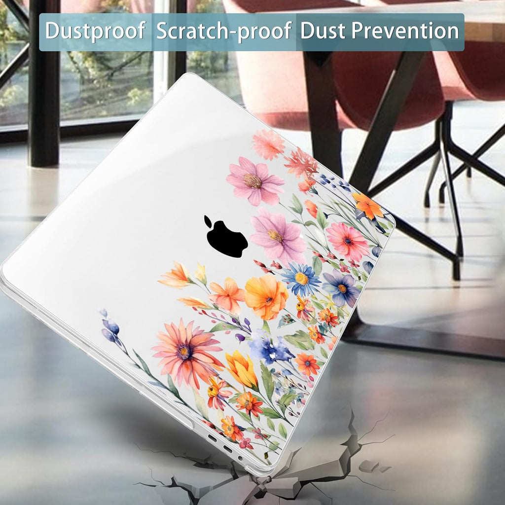 Mektron Case for MacBook Pro 16 Inch A2141 Cover 2019 Release 16" with Liquid Retina Display/Touch ID, Plastic Hard Shell with Keyboard Skin & Screen Protector & Dust Plug, Floral P165