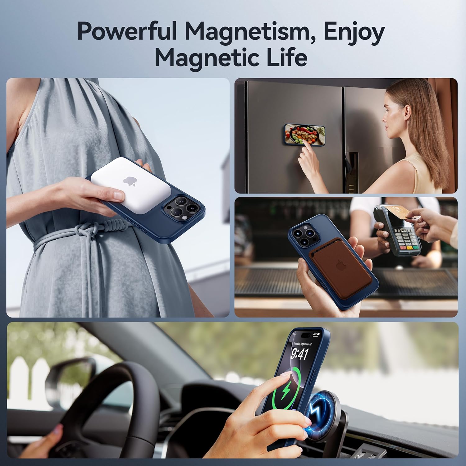 CASEKOO Designed for iPhone 16 Pro Case with Magnetic Invisible Stand [Military Drop Protection] [Compatible with MagSafe] Shockproof Slim Translucent Matte Case 6.3 Inch, Blue