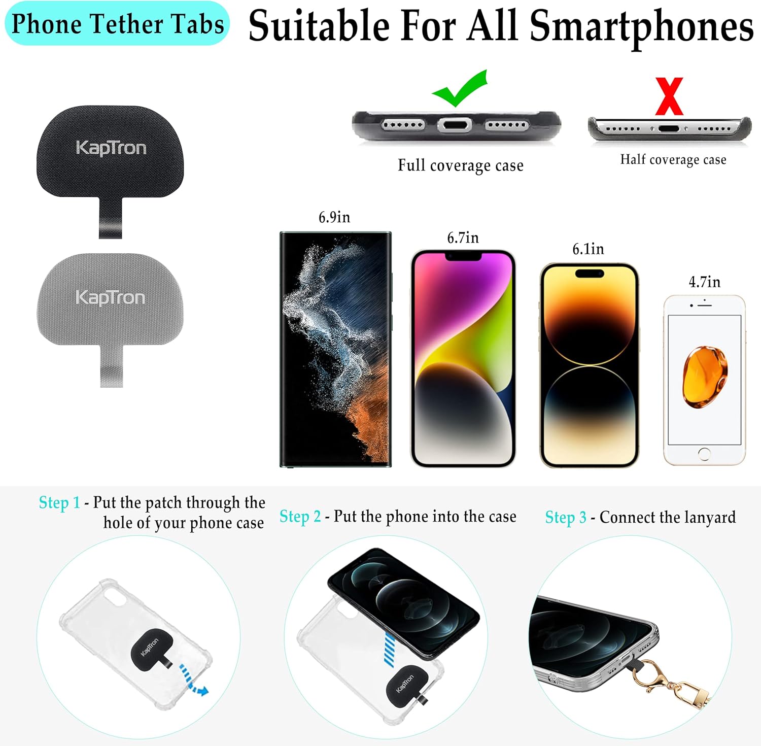 Universal Phone Lanyard with Wrist Strap, Adjustable Crossbody Cell Phone Lanyard Neck Strap and Wristlet Strap with 2 Lobster Clips, Phone Tether Patches and Phone Straps (Mint Green, 2 Pack)