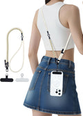 Phone Lanyard Crossbody, 3-in-1 Neck Strap& Wrist Strap, Adjustable Anti-Theft Lanyard with 2 Phone Tether Tabs, Universal Cell Phone Strap for iPhone& Android Case, Travel Essential, Beige