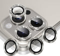 AGVEE 3+3 6 Pack for iPhone 16 Pro 6.3" / 16 Pro Max 6.9" Camera Lens Cover Protector, Bling Glitter & CD-Textured Metal Ring 9H Tempered HD Glass Camera Cover Protector Film, Glitter-Natural