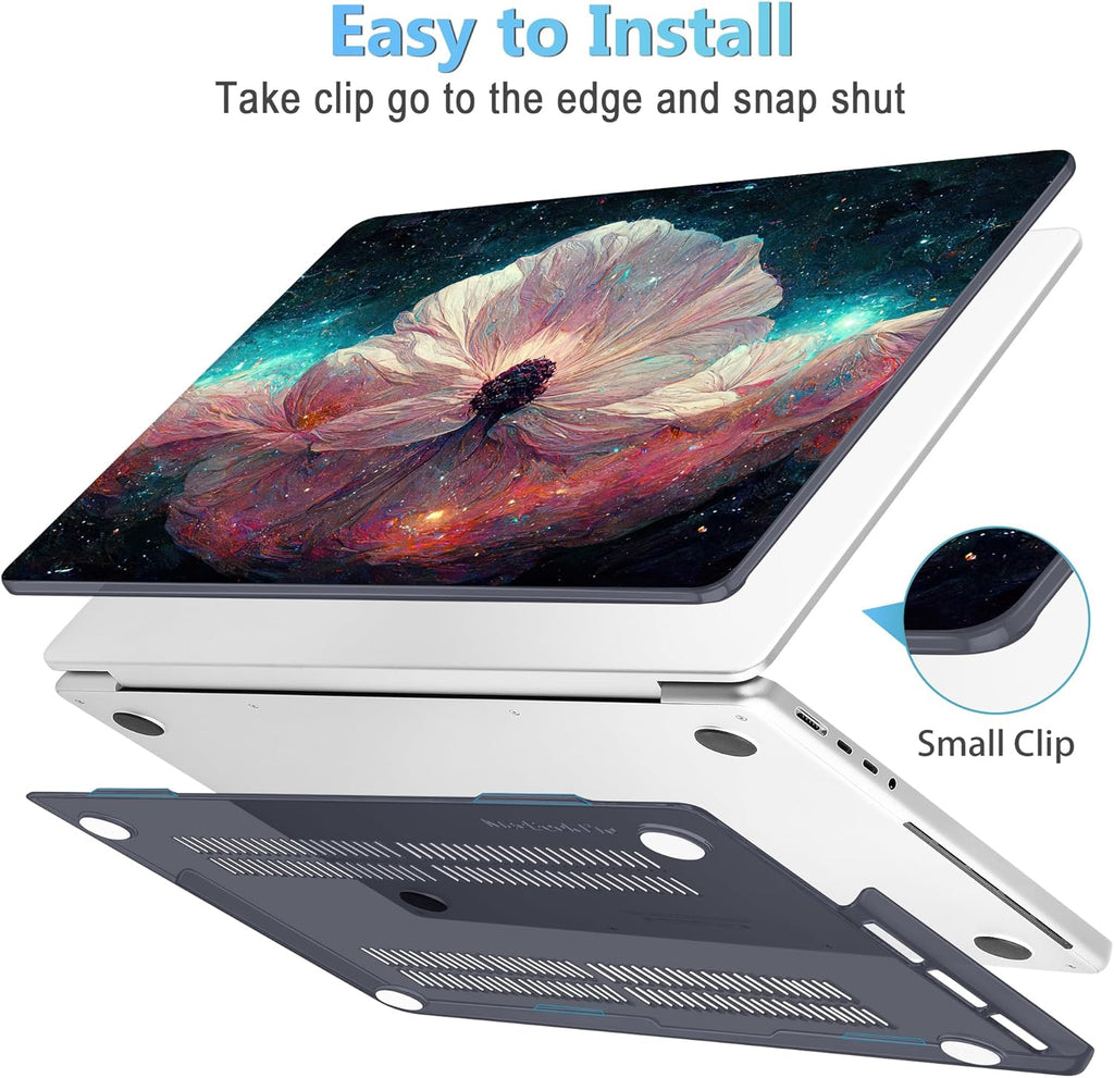 Mektron Case for MacBook Pro 16" M4 A3403 A3186 M3 A2991 M2 A2780 M1 A2485 (2021/2023/2024) Pro/Max with Touch ID, Hard Shell Plastic Laptop Cover Keyboard Cover Screen Protector, Galaxy Flower