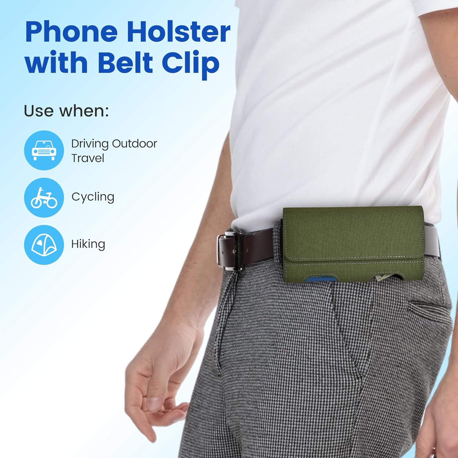 Mopaclle Nylon Horizontal Phone Holster for Men Belt, Magnetic Closure Cell Phone Belt Holder with Metal Clip and Dual Belt Loops for iPhone 13 mini, 12 mini, SE 2022, SE 2020, iPhone 8, 7, 6S, 6