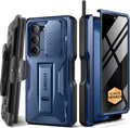 TONGATE for Z Fold 5 Case, [with S Pen Slot & Hinge Protection] [Privacy Glass Screen Protector] Full-Body Military Drop Phone Case for Samsung Galaxy Z Fold 5 with Kickstand & Belt Clip, Blue