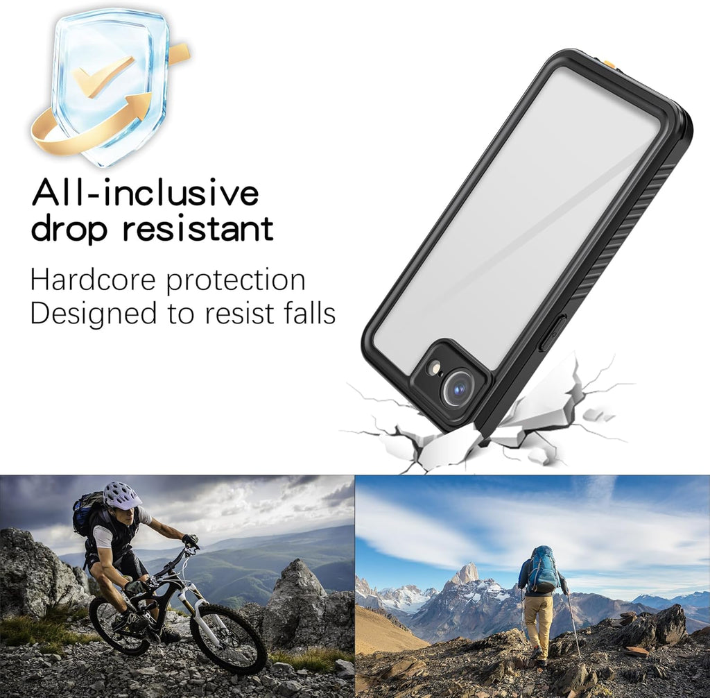 for iPhone 16E Case Waterproof - Built-in Privacy Screen Protector & HD Screen Protector [IP68 Underwater] Shockproof Dustproof Full Body Protection iPhone 16E Phone Case Black