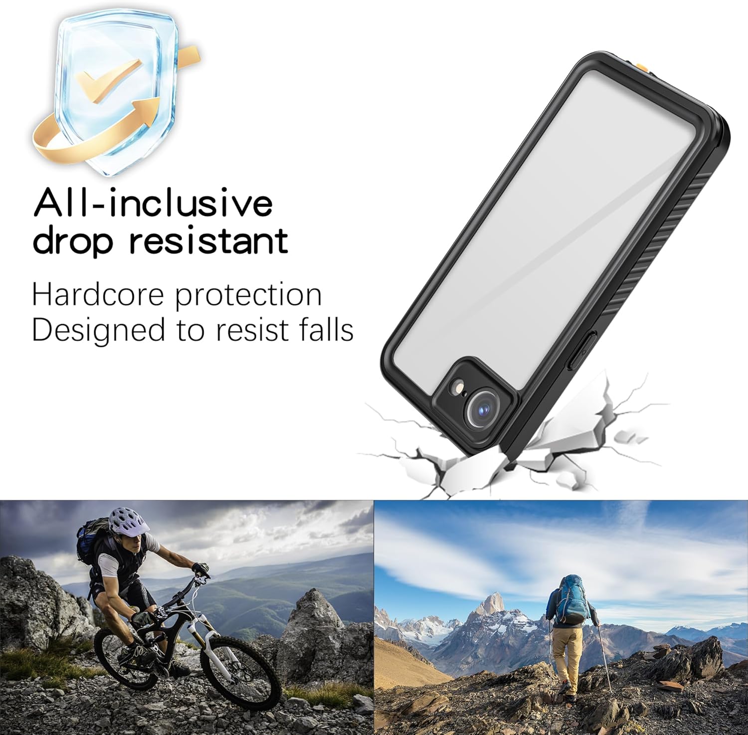 for iPhone 16E Case Waterproof - Built-in Privacy Screen Protector & HD Screen Protector [IP68 Underwater] Shockproof Dustproof Full Body Protection iPhone 16E Phone Case Black