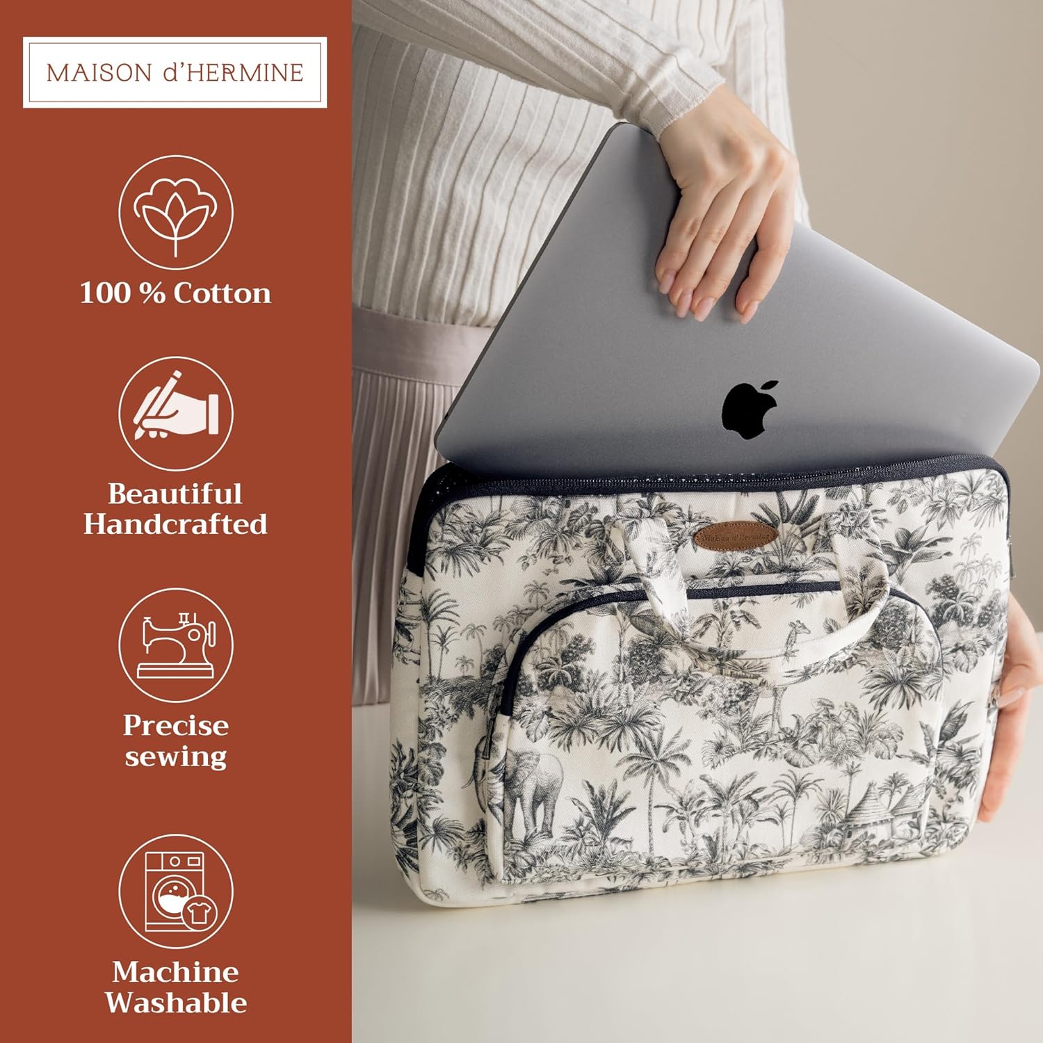 Maison d'Hermine Laptop bag with front pocket Stain and water repellent Cotton canvas