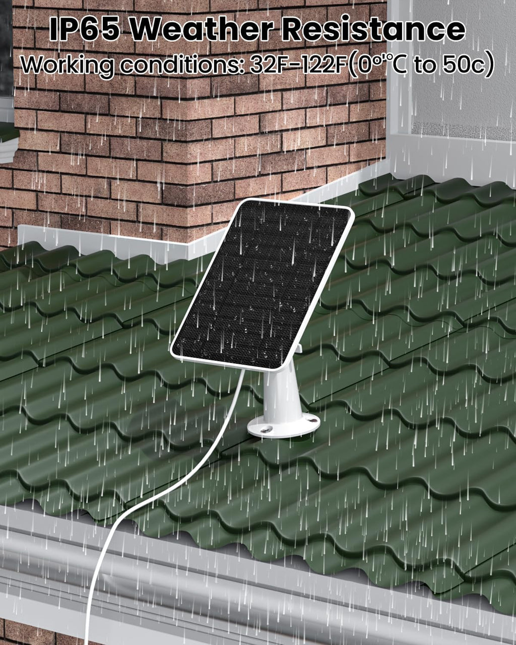 5W Solar Panel Charger Compatible with Arlo Essential 2K Outdoor Camera(2nd Gen)/Essential Outdoor XL(2nd Gen)/Essential Spotlight, IP65 Waterproof 10ft USB-C & Micro USB Cable & Wall Mount, 1 Pack