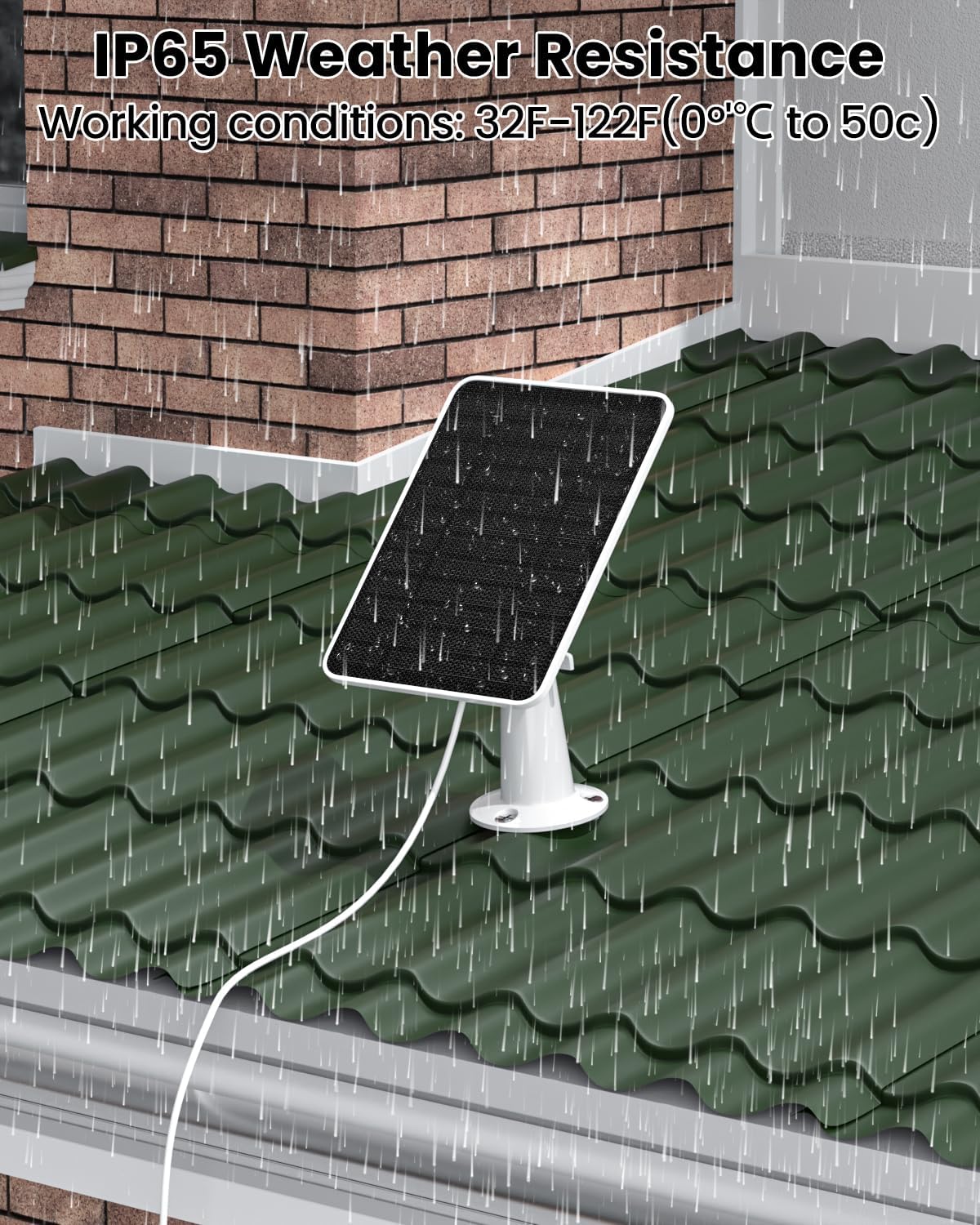 5W Solar Panel Charger Compatible with Arlo Essential 2K Outdoor Camera(2nd Gen)/Essential Outdoor XL(2nd Gen)/Essential Spotlight, IP65 Waterproof 10ft USB-C & Micro USB Cable & Wall Mount, 1 Pack