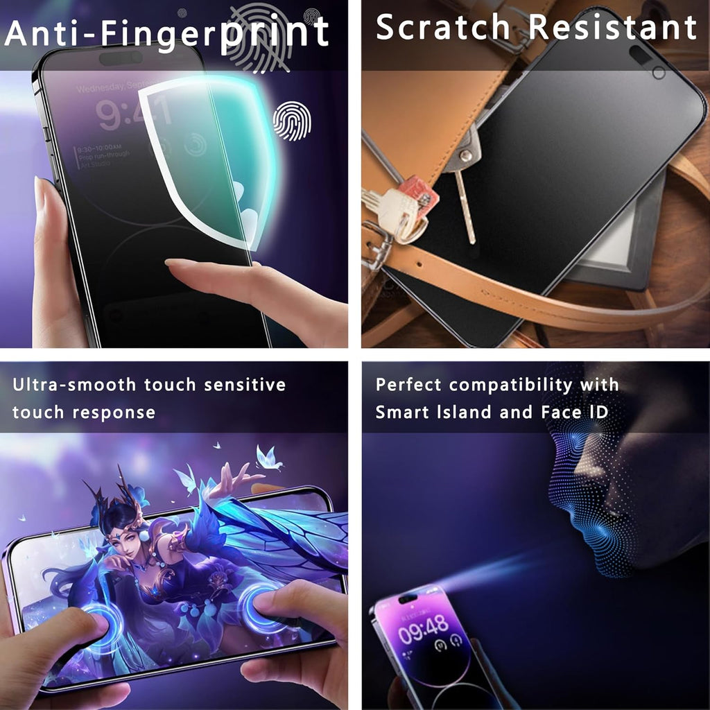 (2-Pack Matte Privacy Anti-Spy Screen Protector for iPhone 16 Pro Max (6.9-Inch),9H Tempered Glass,Anti-Glare,Full Coverage,Anti-Fingerprint,Auto Dust Removal,Bubble-Free
