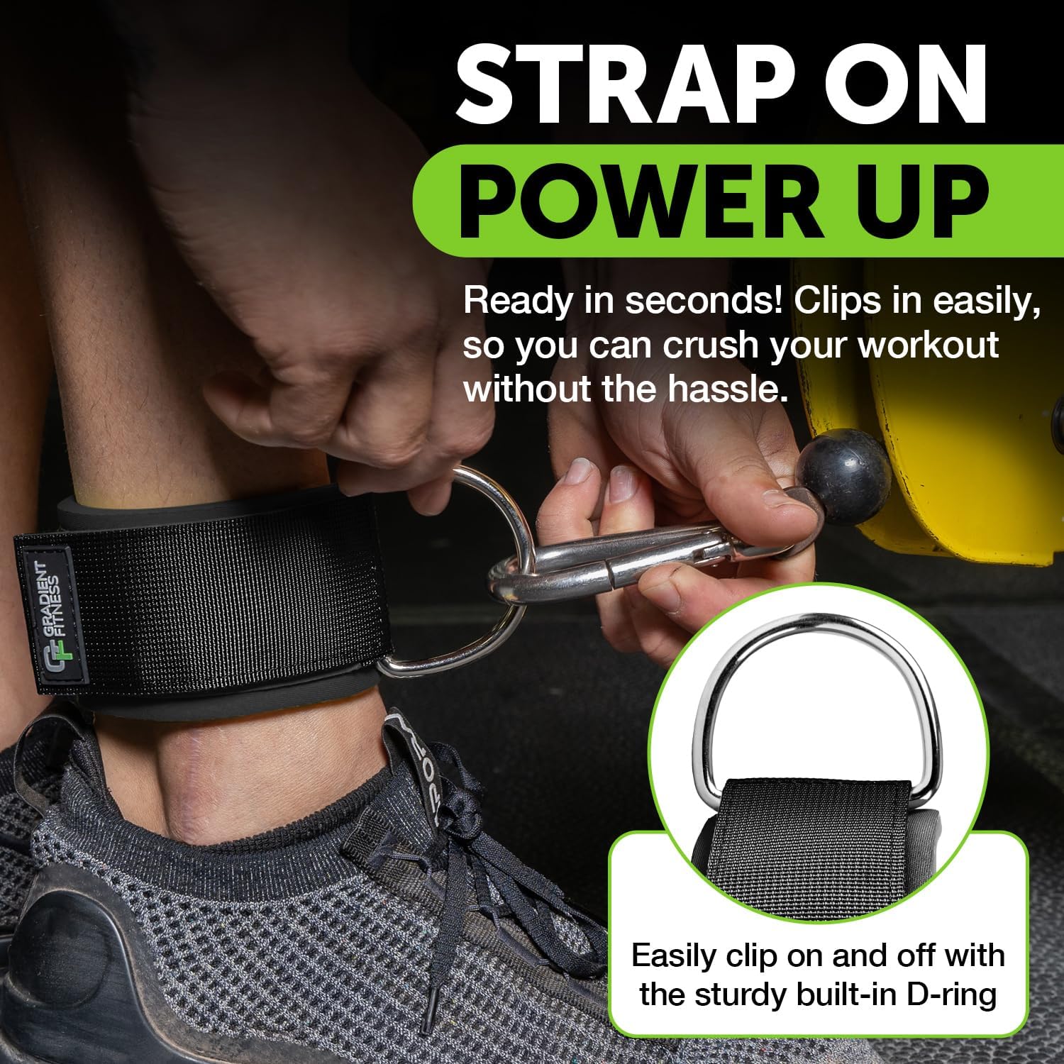 Gradient Fitness Ankle Straps (2 Pack) | Ankle Strap for Cable Machine, Ankle Bands for Working Out, Cable Ankle Strap