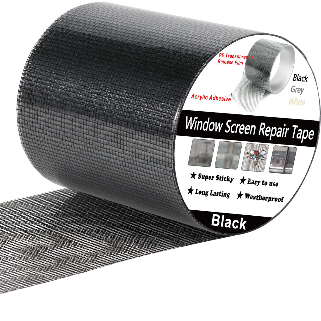 Wohohoho Window Screen Repair Tape, 2 in X 20 FT (240IN) Black Screen Patch Repair Kit, 3-Layer Strong Adhesive Invisible Screen Tape Mesh Repair for Windows, Doors Garage Mosquito Net Magnetic Screen