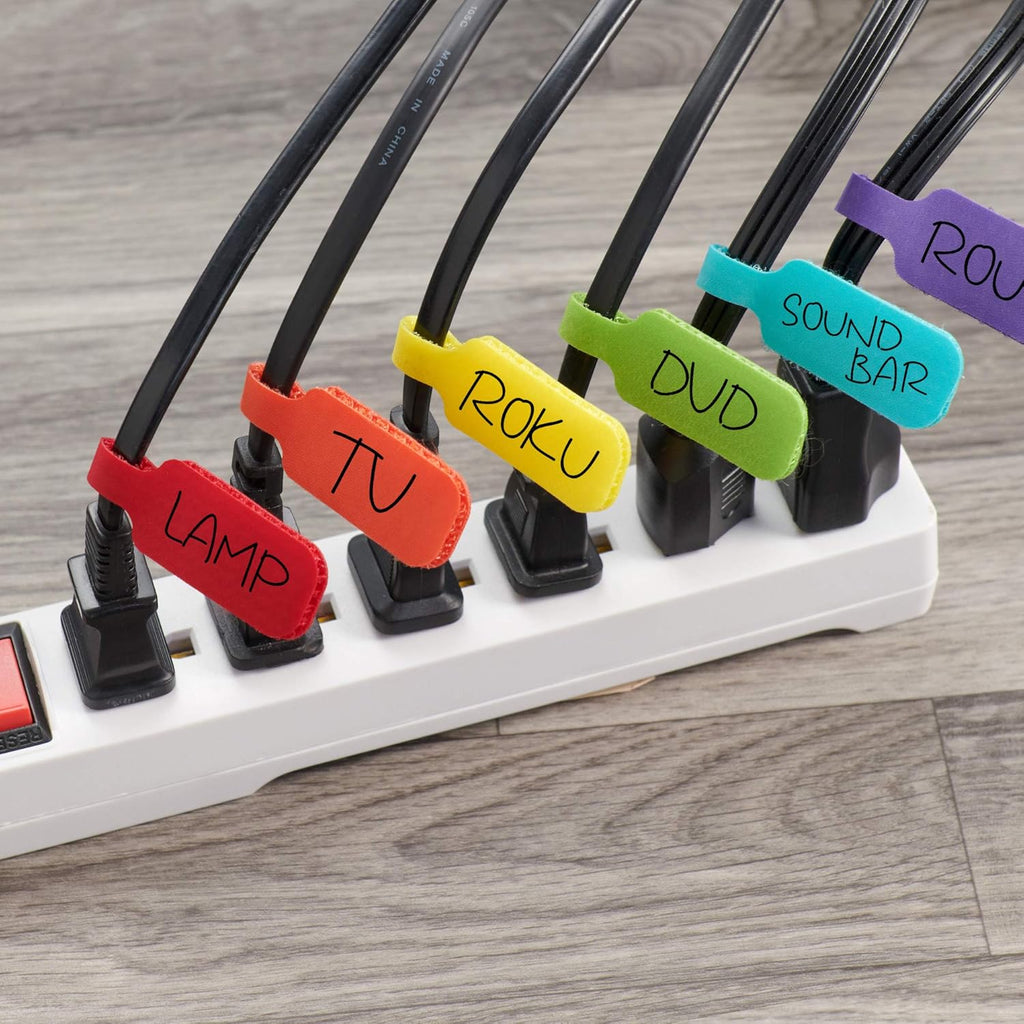 Wrap-It Storage - Cable Labels, Medium, Multi-Color (30-Pack) Write On Cord Tags for Wire Management and Identification