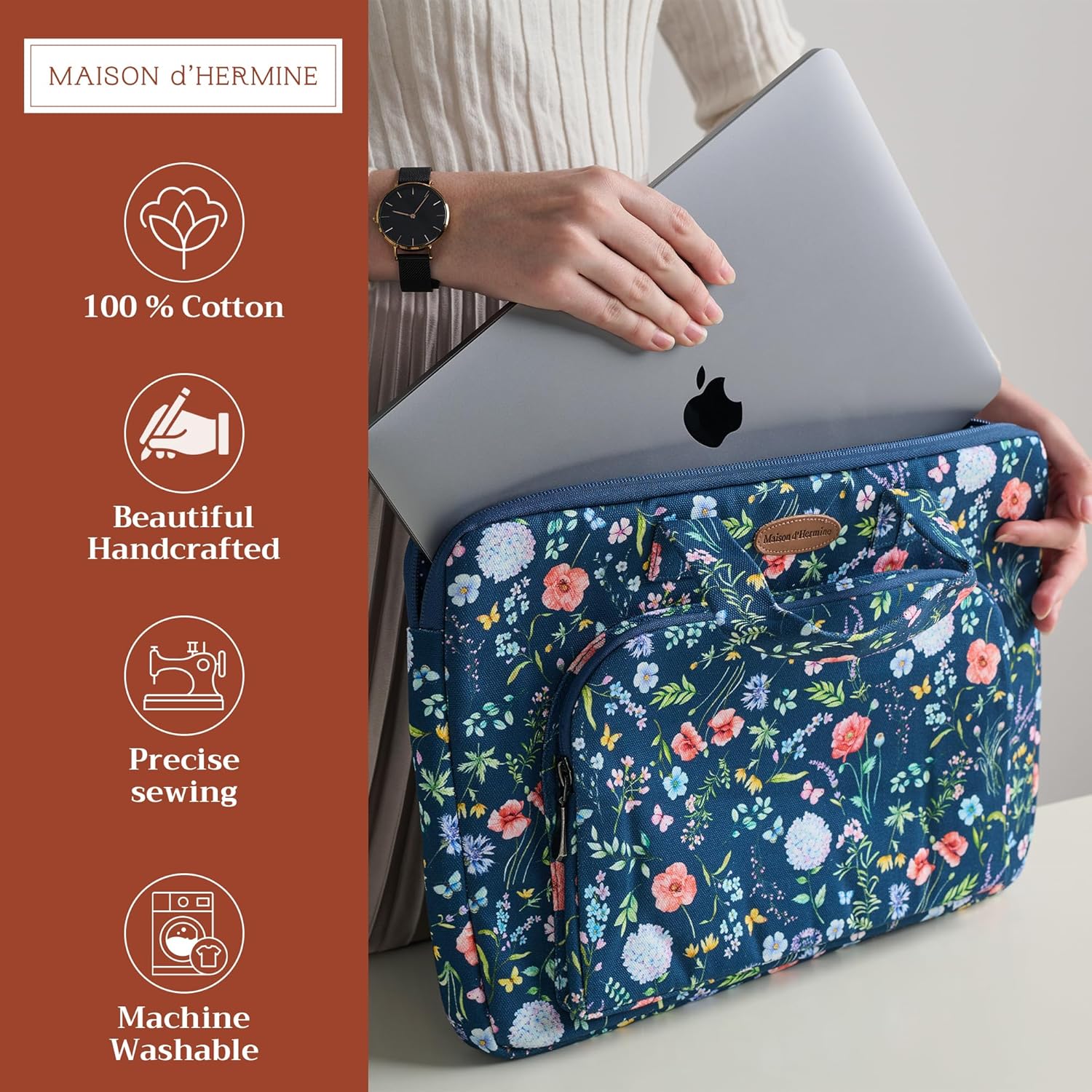 Maison d'Hermine Laptop bag with front pocket Stain and water repellent Cotton canvas