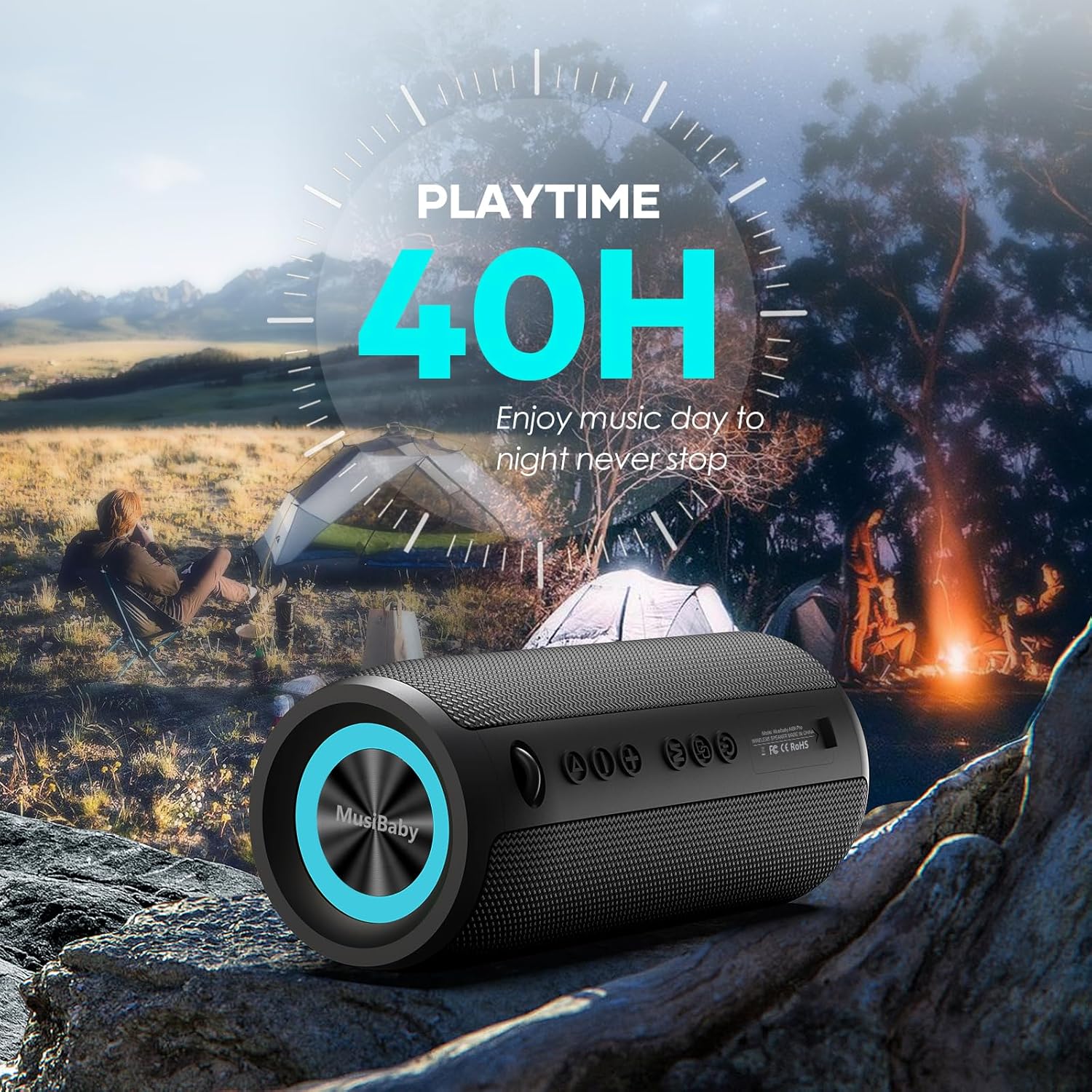 Bluetooth Speaker IPX6 Waterproof.Musibaby M88pro with Loud Stereo Sound,Portable Wireless Speaker,40H Battery,Bluetooth 5.3,Dual Pairing, Shower Outdoor Speaker for Party, Beach, Gifts Ideal.