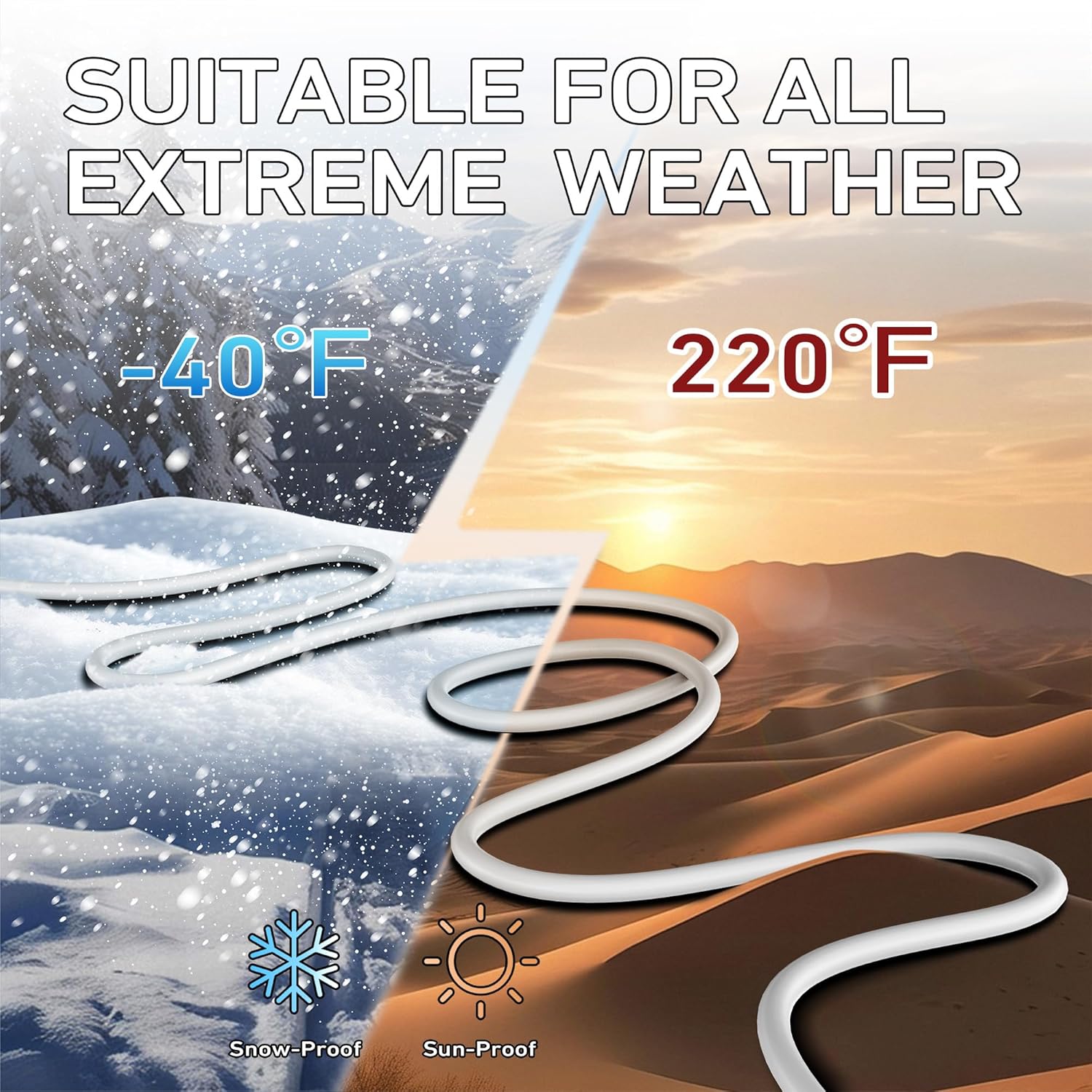 LUCKY TL Indoor Outdoor Extension Cord, 16/3 Gauge White Long Extension Cord 50ft, Waterproof Flexible Case, Made of Pure Copper, 13A 1625W 16AWG SJTW, 3 Prong Heavy Duty Wire, ETL