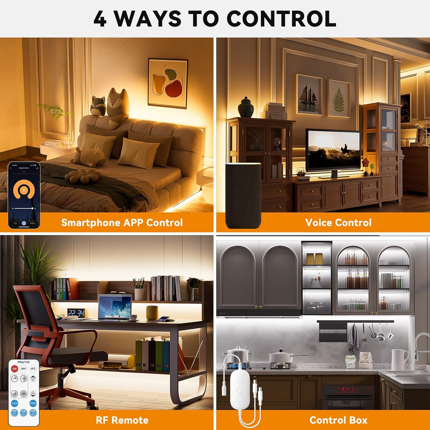 PAUTIX 2-Way RF WiFi Smart Remote Dimmer for Single Color LED Strip Lights,Work with Alexa and Google,14-Key Wireless Remote,DC 12-24V Controller for 3528/2835/5050/COB LED Strip Light(One to Two Way)