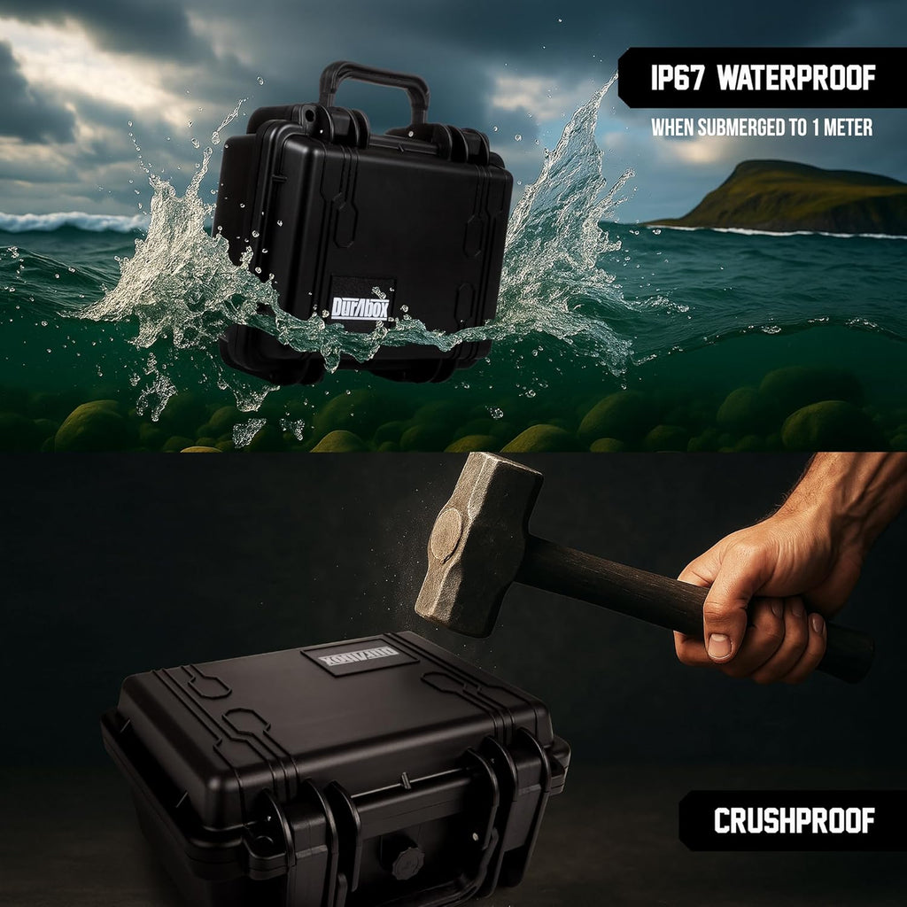All Weather Hard Case 10 x 9 x 5” - TSA Approved Hard Shell Travel Case with Customizable Foam for Cameras, Lenses, Electronics and Other Gear
