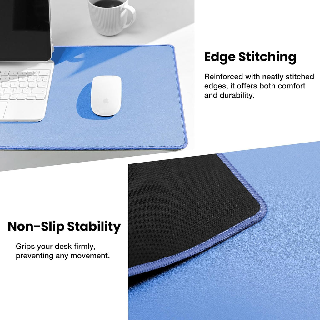 ALOANES Waterproof Mouse Pad, XXXL Gaming Keyboard Pad with Anti-Slip Base, Grain Jacquard Surface, Extend Desk pad for Gamer, Office & Home, Blue Mousepad 35.4''x 15.7''x 0.12''