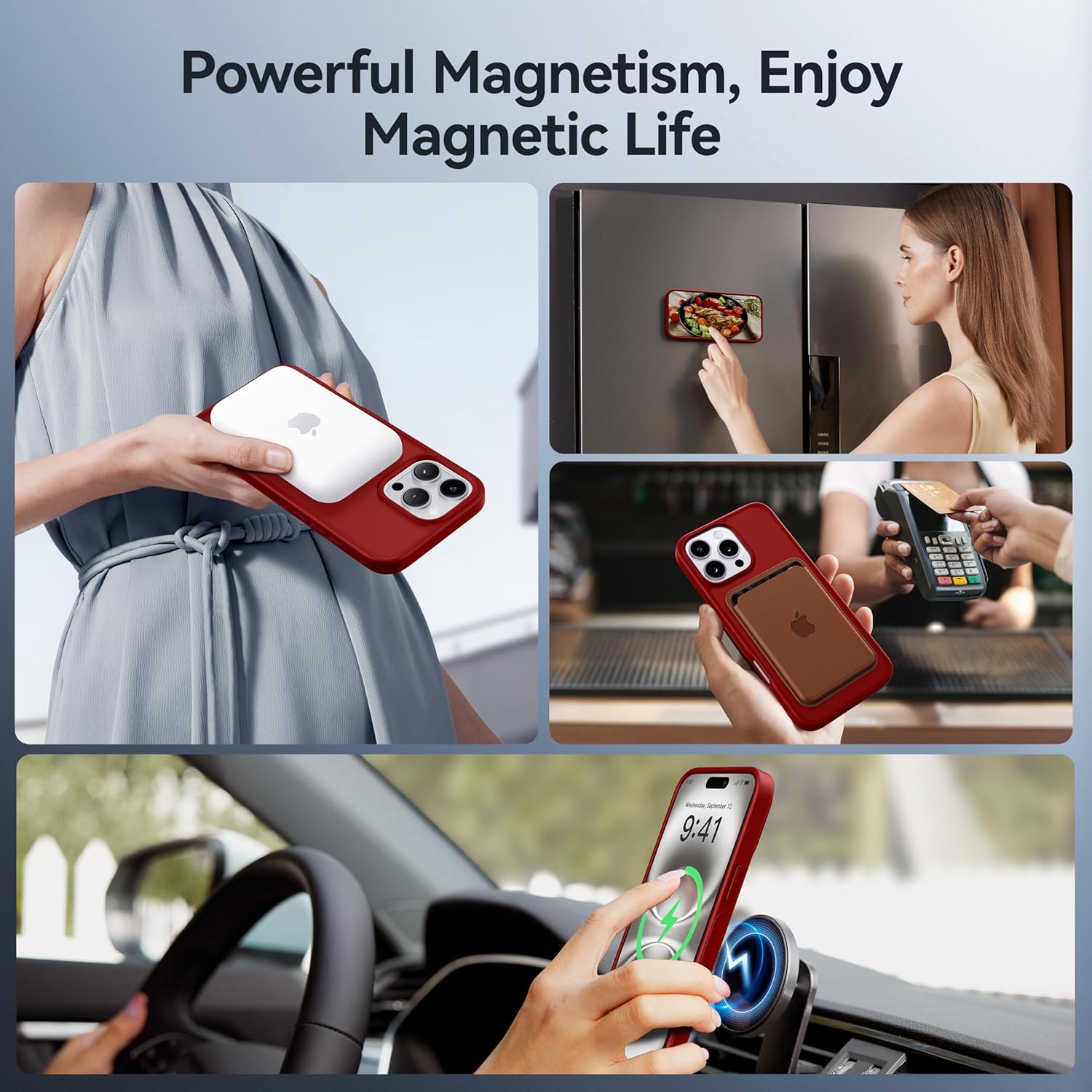 CASEKOO Designed for iPhone 16 Pro Max Case with Magnetic Invisible Stand [Military Drop Protection] [Compatible with MagSafe] Shockproof Slim Translucent Matte Promax Case 6.9 Inch, Red