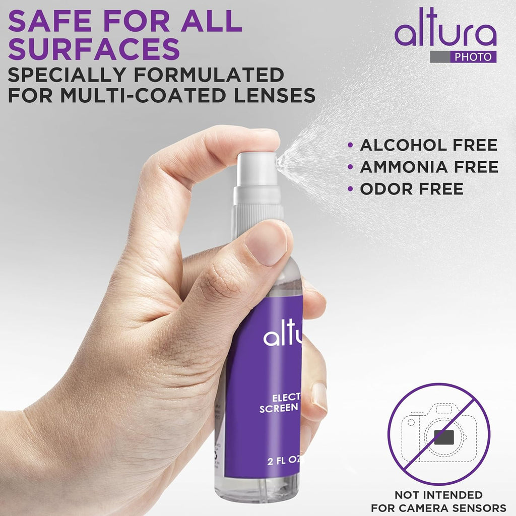Altura Photo Camera Cleaning Kit - Camera Accessories Electronics Bundle - Lens Cleaner Spray, Brush, Pen, Cloths, Wipes, Air Blower - DSLR Photography Accessories Lens Cleaning Kit Photographer Gifts