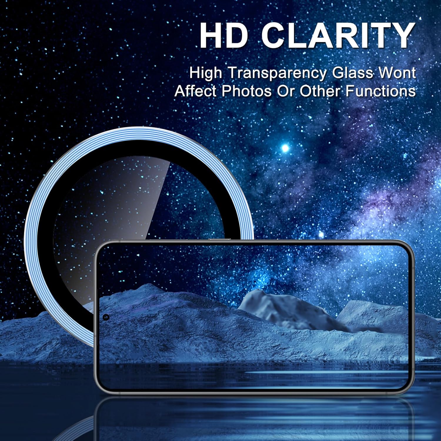 for Samsung Galaxy S25 Plus Camera Lens Protector, Individual Metal Ring Tempered Glass Lens Cover, [Strong Adsorption] Scratch Resistant Ultra-Thin HD Clear Lens Cover, 1 Set-Blue