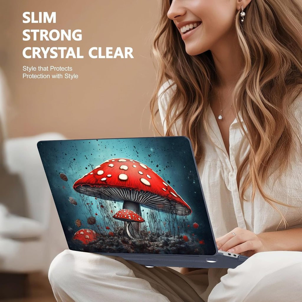 May Chen for New MacBook Pro 13 Case 2022 2020 Release (A2338 M1 M2/A2289/A2251), Plastic Crystal Hard Shell Case Cover with Keyboard Cover for MacBook Pro 13-inch Touch Bar, Mushrooms