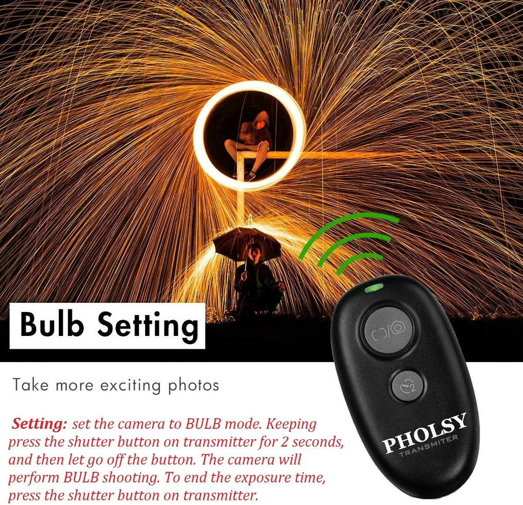 PHOLSY Wireless Shutter Release Camera Remote Compatible with Nikon Z5 Z8 Z9 Z7ii Z6 Z6ii D750 D780 D7500 D7200 D5600 D5500 P7700 P7800 P950 D90 D4 D5 D6 D800 D850 D810 D700 D300 D200 COOLPIX Series