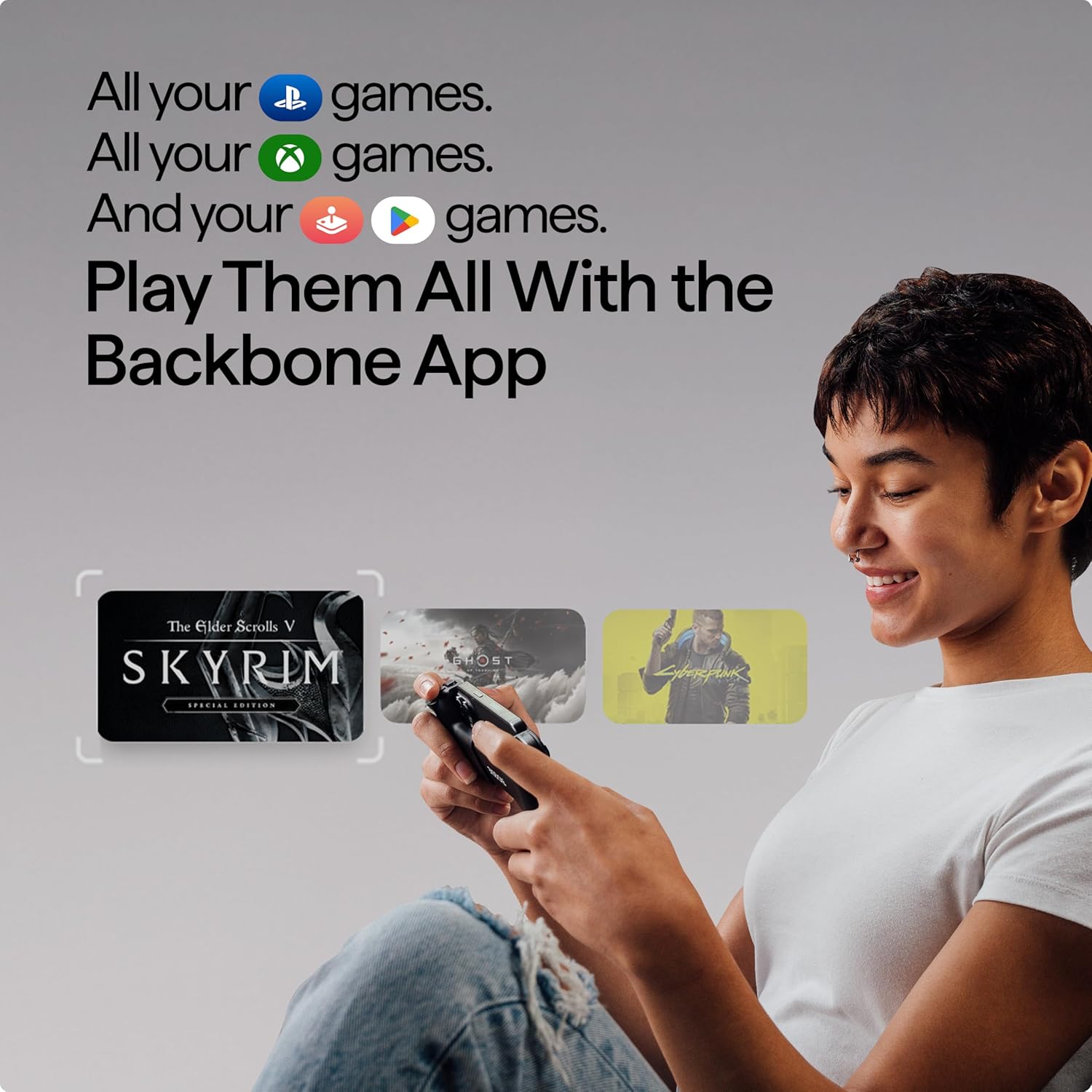 BACKBONE One Mobile Gaming Controller for iPhone (Lightning) - 2nd Gen - Turn Your iPhone into a Gaming Console - Play Xbox, PlayStation, PC, & App Games (3 Months Apple Arcade Included)