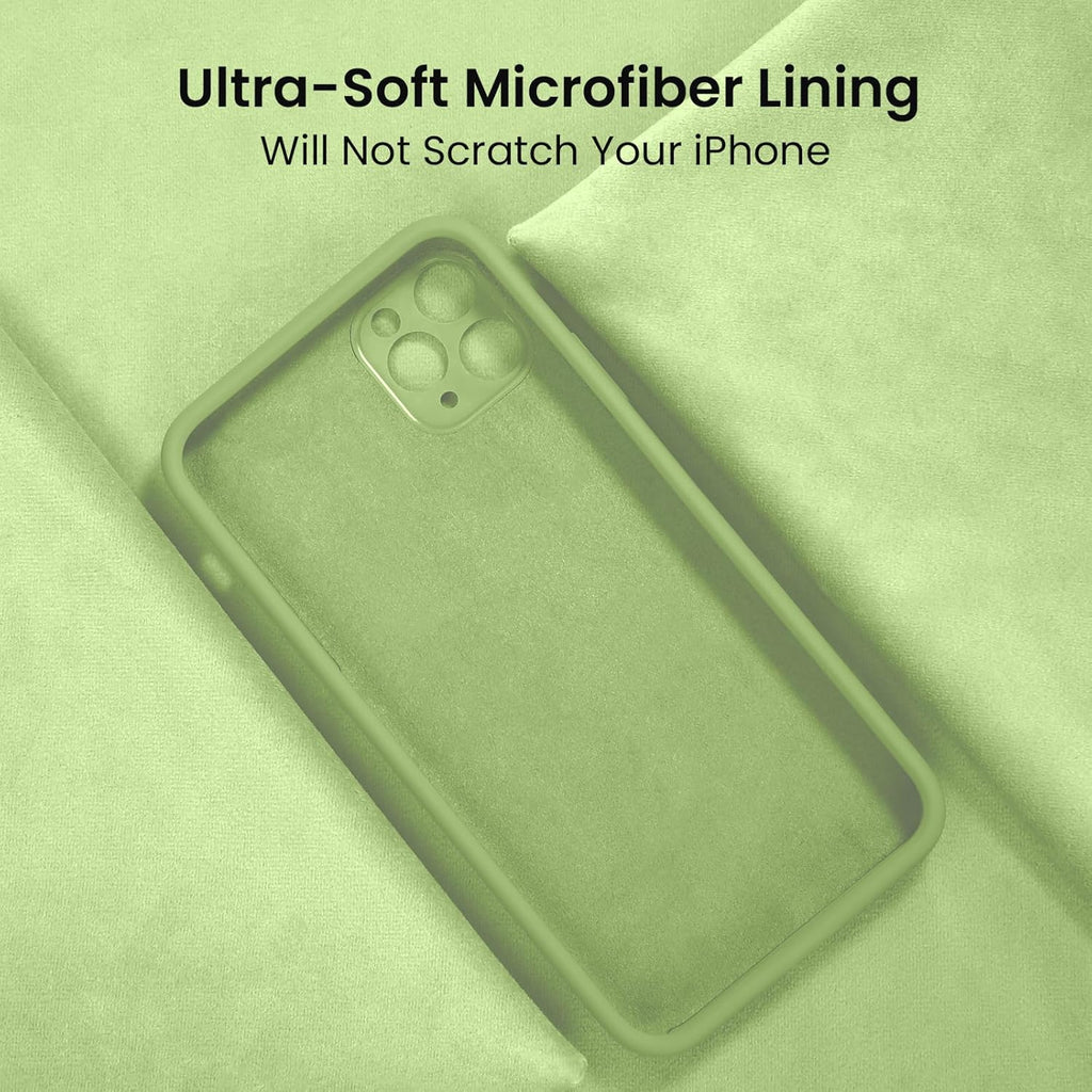FireNova Designed for iPhone 13 Pro Max Case, Silicone [Camera Protection] Phone Case with [2 Screen Protectors], Soft Anti-Scratch Microfiber Lining Inside, 6.7 inch, Tea Green