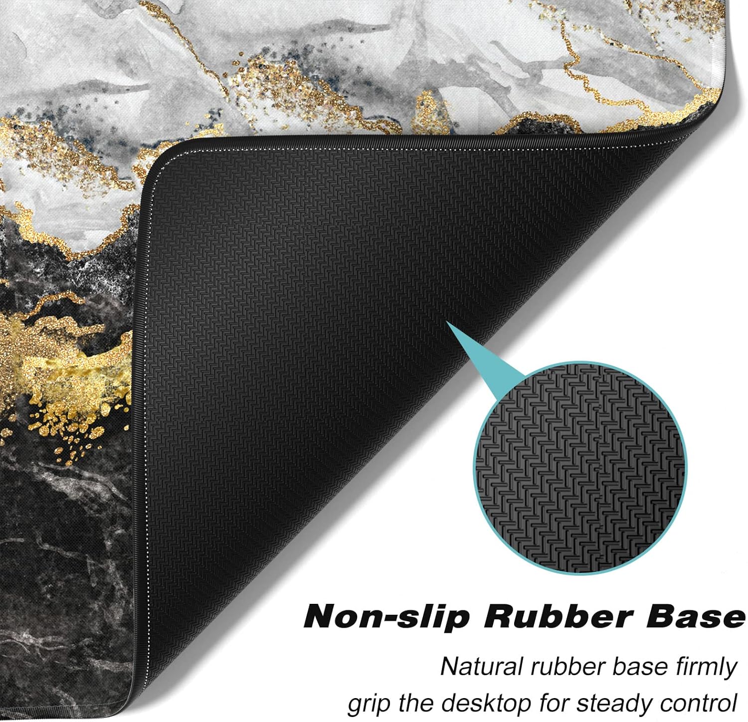 Extended Gaming Mouse Pad, XXL Large Mouse Mat 30 x 14 Inch, Big Computer Keyboard Mousepad, Waterproof Desk Pad with Stitched Edges and Non-Slip Base for Office Gaming, Black Cracked Marble