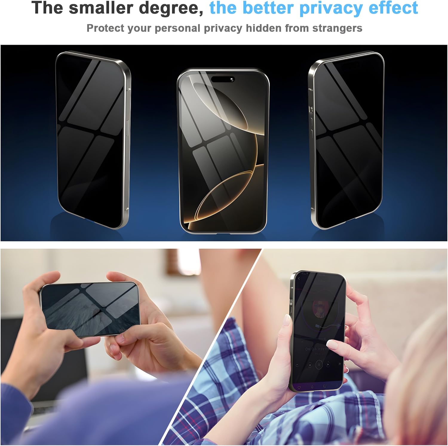 Privacy Magnetic Case for iPhone 16 Plus with Metal Titanium Frame Privacy Screen Protector & Camera Lens Protector, Magnetic Adsorption Double Sided Glass Case Anti Peep Anti Spy Phone Cover