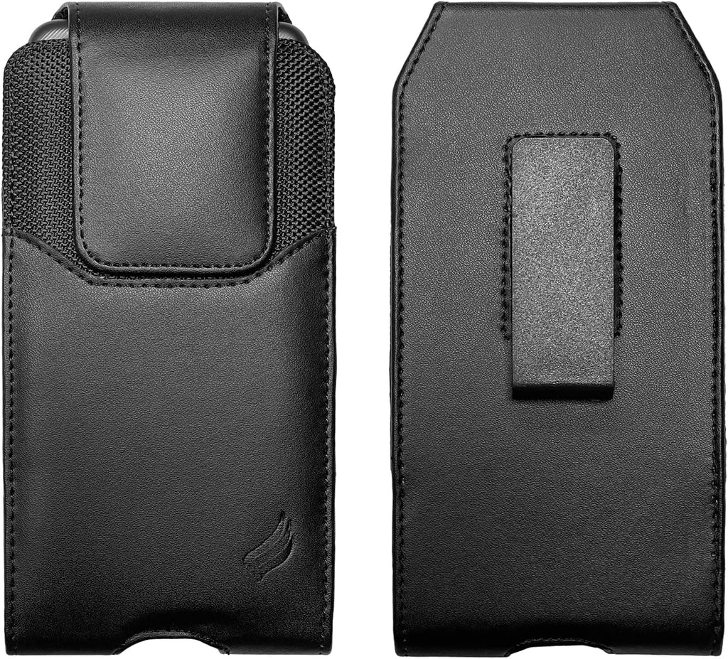 Leather Cell Phone Holster for Boost Celero 5G, Motorola Moto G 5G, Moto G Power 2021/2022/2023/2024, TCL 30 40 50 60 XE, XL, Vertical Case Waist Carrying Pouch with Belt Clip/Loops, Black