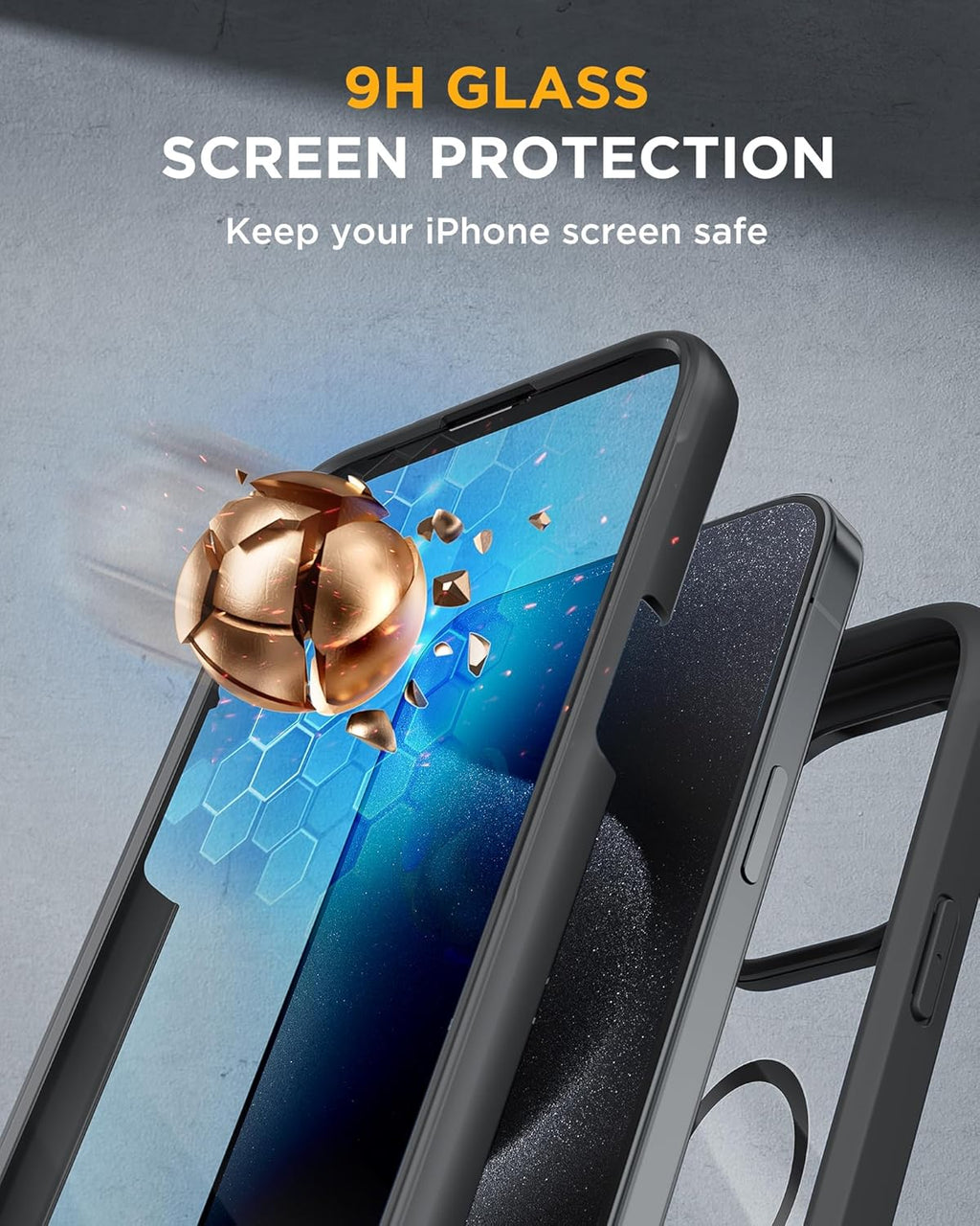 Miracase Magnetic for iPhone 12 Pro Max Case [Compatible with MagSafe] Full-Body Phone case with Built-in Glass Screen Protector& Camera Protector, Military Drop Proof 12 Pro Max Cover, Black