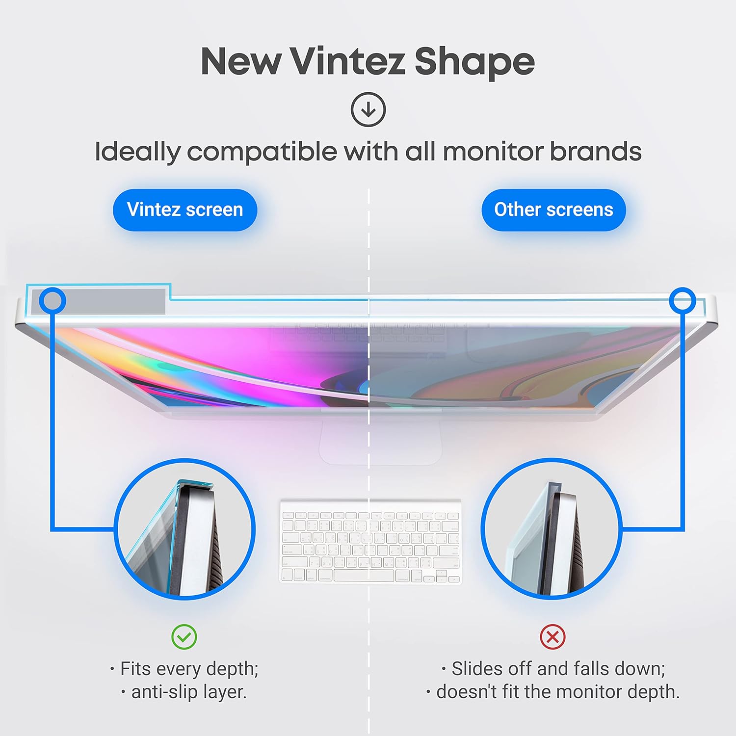 VINTEZ Blue Light Screen Protector for 24 Inch Computer Monitor and Laptop – Anti-UV Blue Light Blocking Film for Desktop PC, Eye Protection Filter, 21.2" x 12.6", 1 Pack
