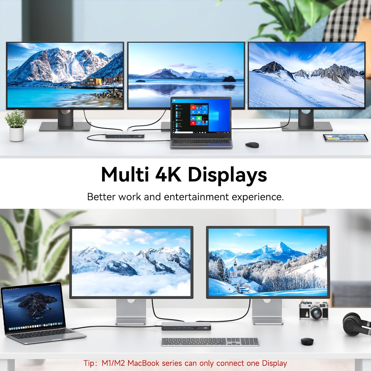 MOKiN Thunderbolt 4 Dock - 16 Ports, USB C Docking Station 3 Monitors for Laptop with 2*Thunderbolt 4 Port, 96W Charger, 2.5Gbps Ethernet for Dell, HP, Lenovo, MacBook（Intel Thunderbolt™ Certified）
