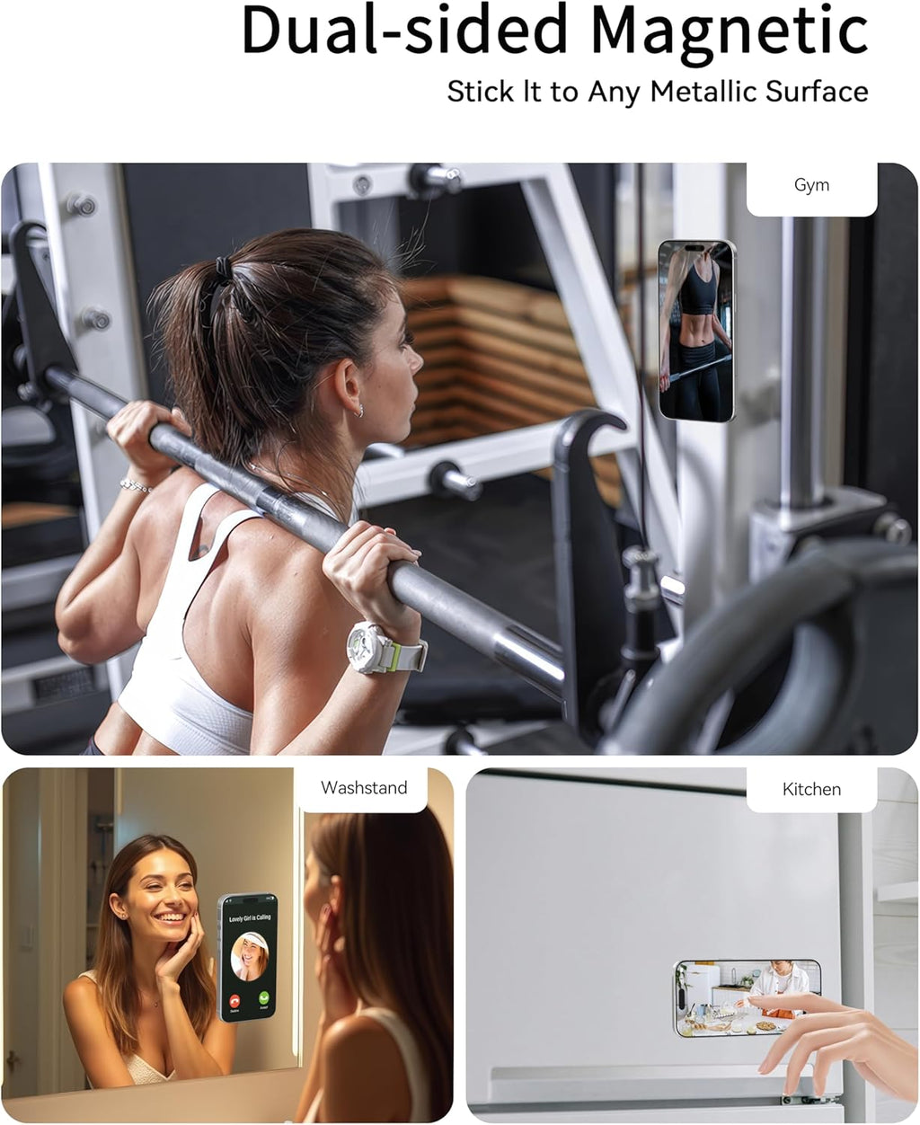 [2025 Newest] Magnetic Phone Grip for MagSafe Ring Holder, Magnet Phone Grip Stand Finger Kickstand Two-Sided Magnetic Compatible with iPhone 16 Pro/Max 15 14 13 12 11 Plus&Android