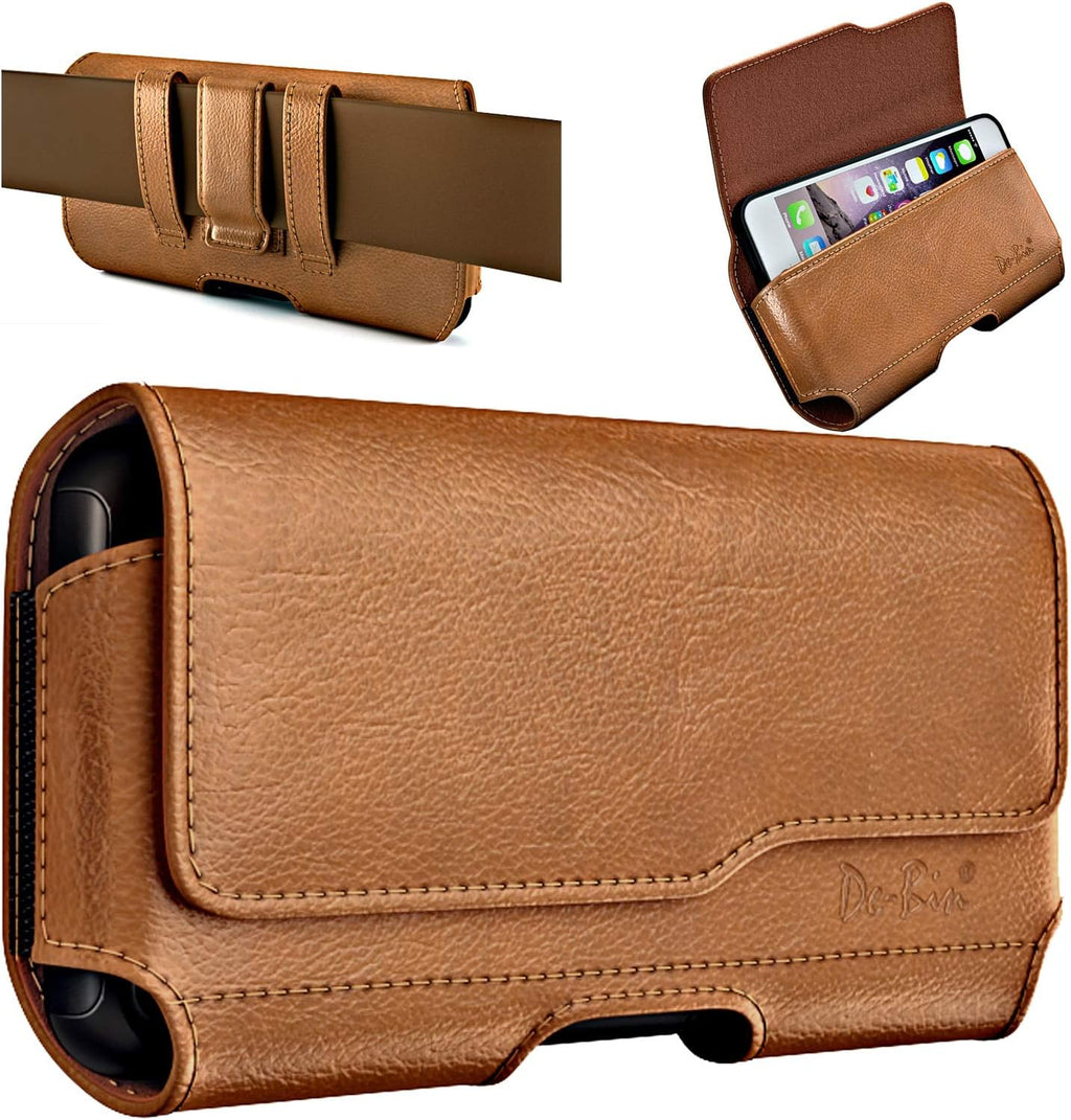 DeBin Case for Samsung Galaxy S25+ Plus, 5G S24+ S23+, S22+, S21+, S20+ S10+ S8+ S9+, S23 FE, S21 FE, A20, A30, Cell Phone Belt Holster Clip Carrying Pouch Holder Cover (Fits Otterbox Commuter) Brown