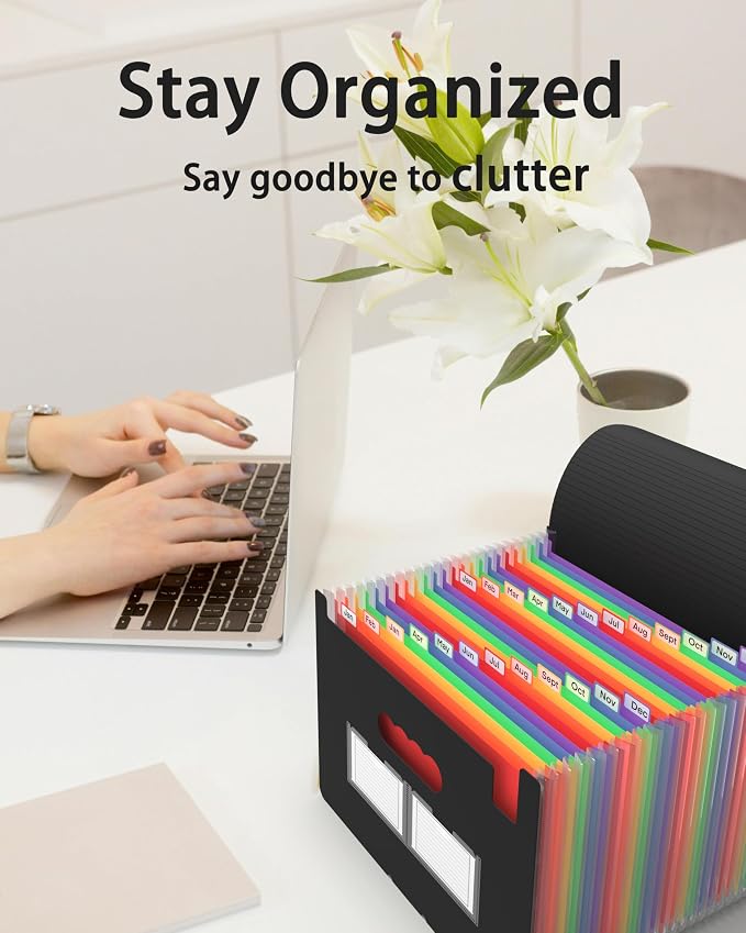 Accordion File Organizer, 2 Pack 24 Pockets Expanding File Folders, Portable - Image 4