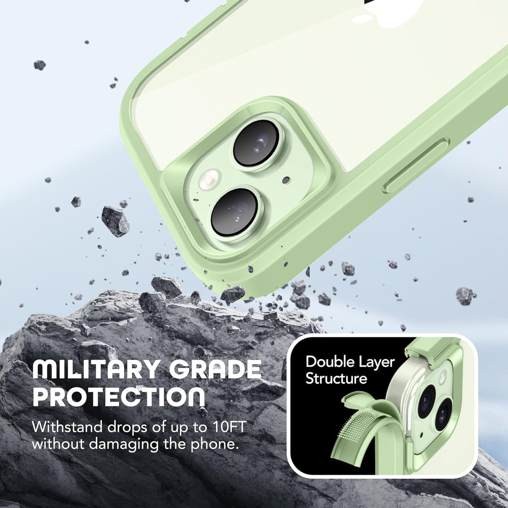 Magnetic for iPhone 15 Case, Compatible with Magsafe, Built-in Screen Protector and Camera Protection, Full Body Dustproof Shockproof Hard Phone Case 6.1", Mint Green