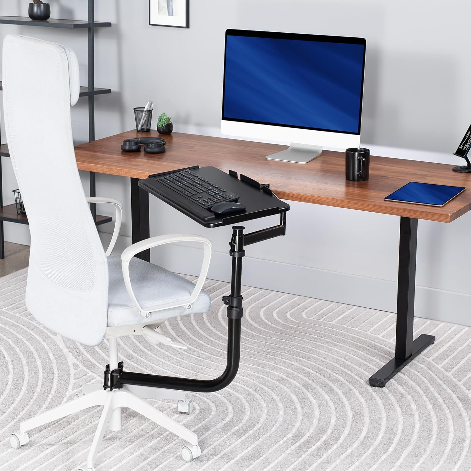 VIVO Office Chair Mounted 26 x 12 Inch Keyboard and Mouse Tray, Ergonomic Tilt, Full Motion 360 Degree Rotation, Black, MOUNT-KB18CP