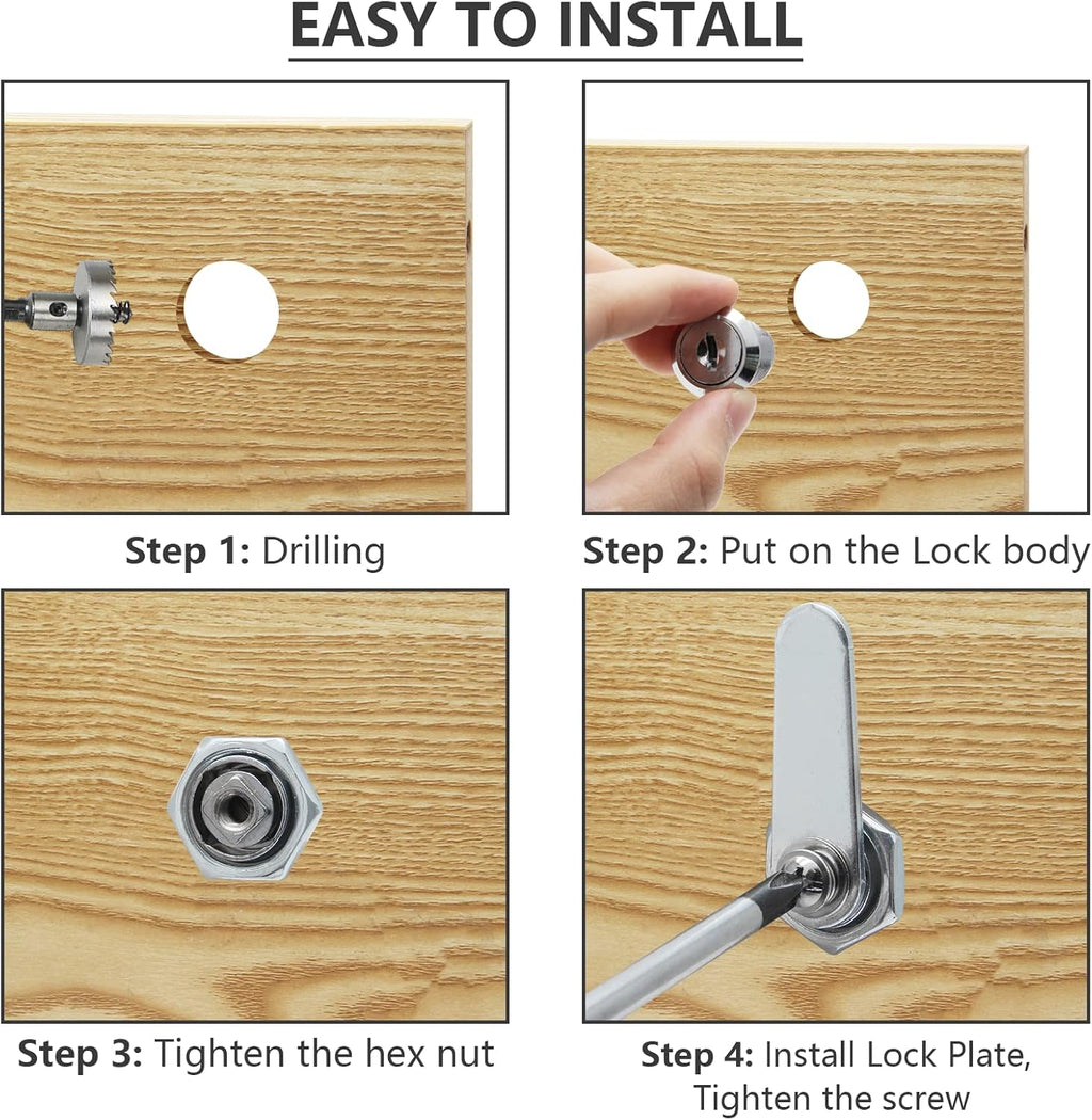 Uenhoy 6 Pack Cam Locks Keyed Alike, 1-1/8" (30mm) Set for Drawers, Mailbox, Tool Box, RV, File Cabinet Locks with Keys
