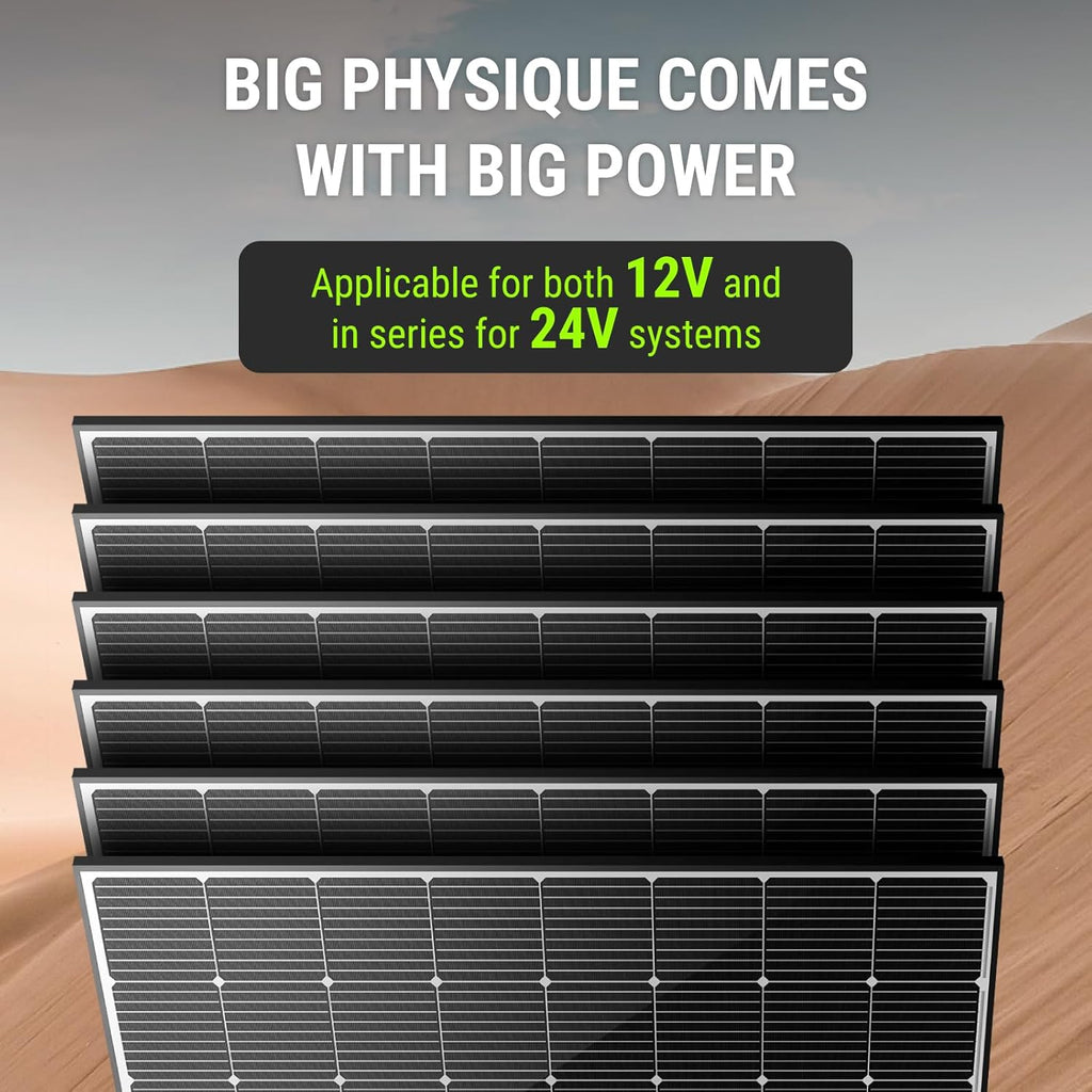 Newpowa 250W Solar Panel Monocrystalline for 12V 24V Norminal System with High-Efficiency Voltage Boost 15V Cells Works Best with MPPT Controller Charger Off-Grid for RV Marine Boat 250 Watts