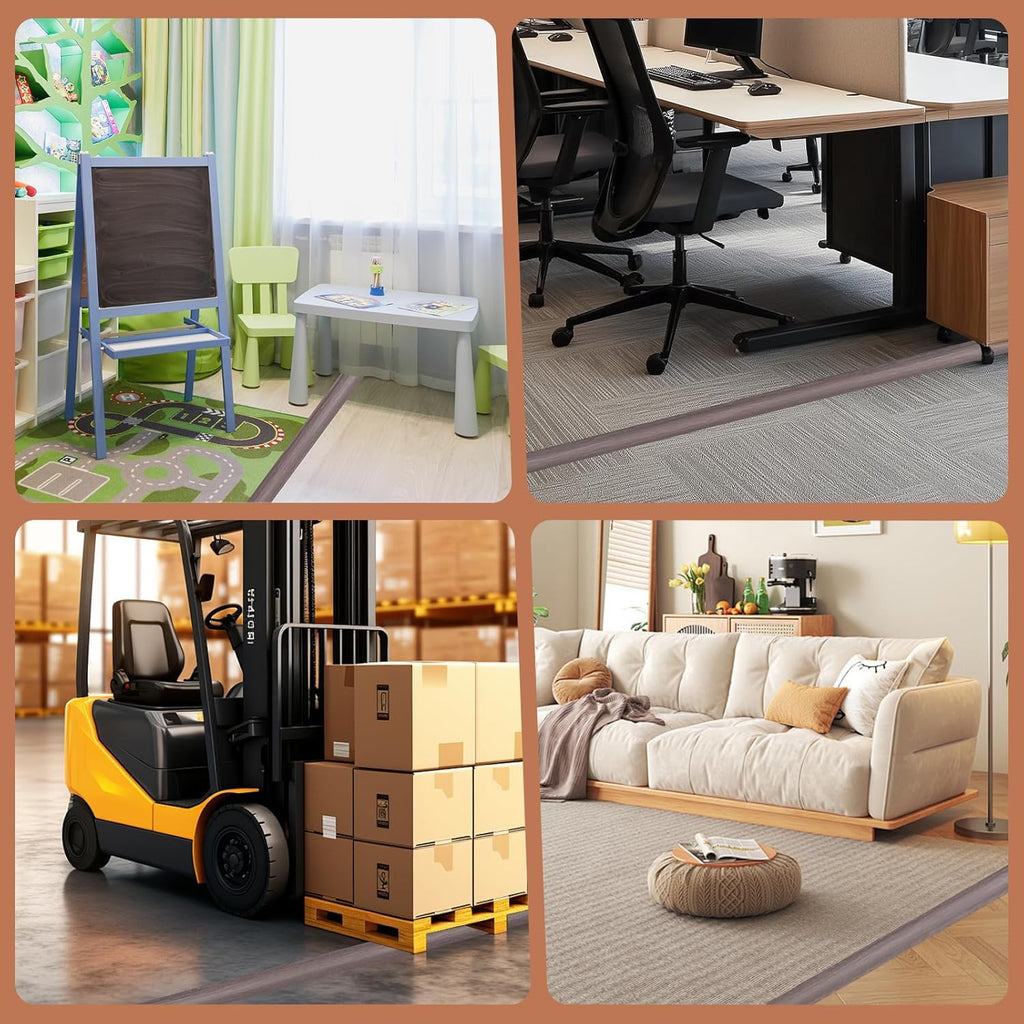 Floor Cord Cover for Wires on Floor Self Adhesive Cord Hider Floor Cable Management Wire Covers for Cords Protector Prevent Cable Trips Cord Cavity W 0.47" x H 0.27", Grayish Brown Wood, 3.3Ft