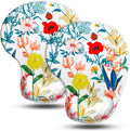 JIKIOU Mouse Pad, 2 Pack Ergonomic Mouse Pads with Comfortable Gel Wrist Rest Support and Smooth Cloth, Non-Slip PU Base for Easy Typing Pain Relief Durable and Easy to Clean Small White Flowers