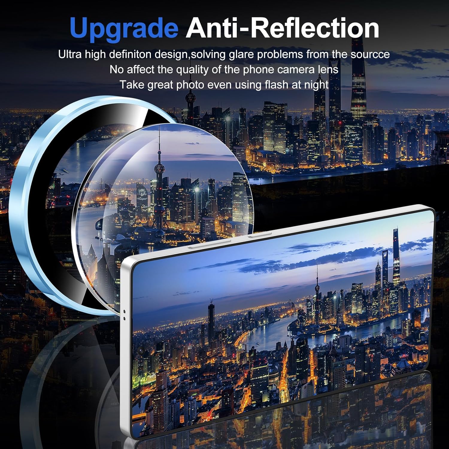 for Samsung Galaxy S25 Ultra Camera Lens Protector, Individual Metal Ring Tempered Glass Lens Cover, [Strong Adsorption] Scratch Resistant Ultra-Thin HD Clear Lens Cover, 1 Set-Blue Ring