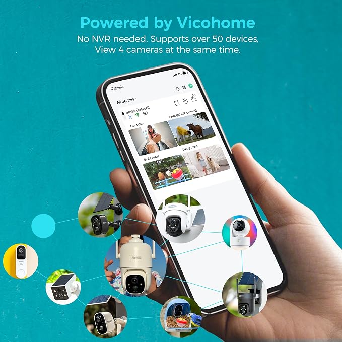 Vicohome 4QB 2K AI Solar Security Camera Wireless Outdoor, Battery Powered Cam - Image 2