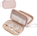 NISHEL Travel Cord Organizer Case, Double Layers Tech Electronic Bag, Essentials for Charger, Cable, Phone, Flash drive, Pink