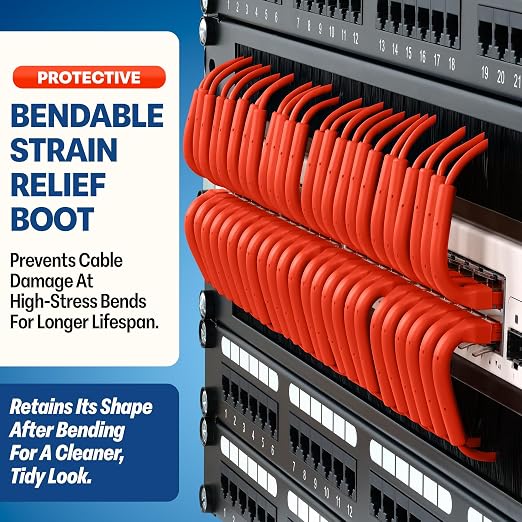 Everest Ultra Slim Cat6a Ethernet Patch Cables 7ft Orange - Image 3